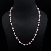 Carved Floral Bead and Pearl Necklace