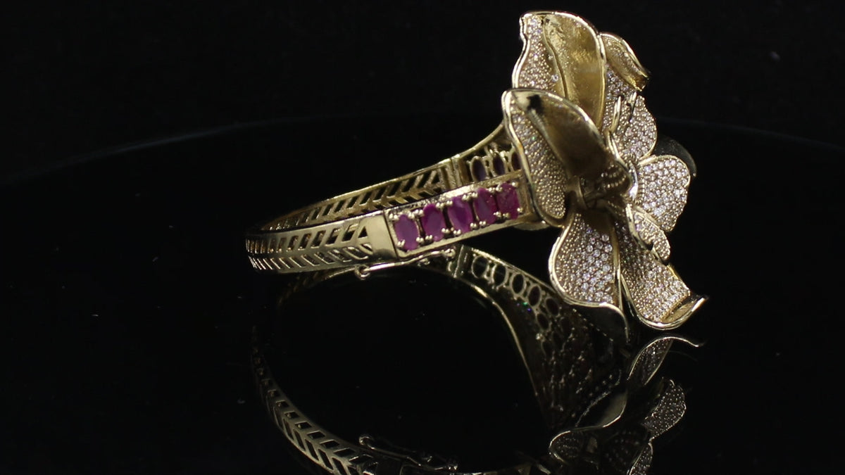 Victorian Polish 3D Floral Statement Bracelet