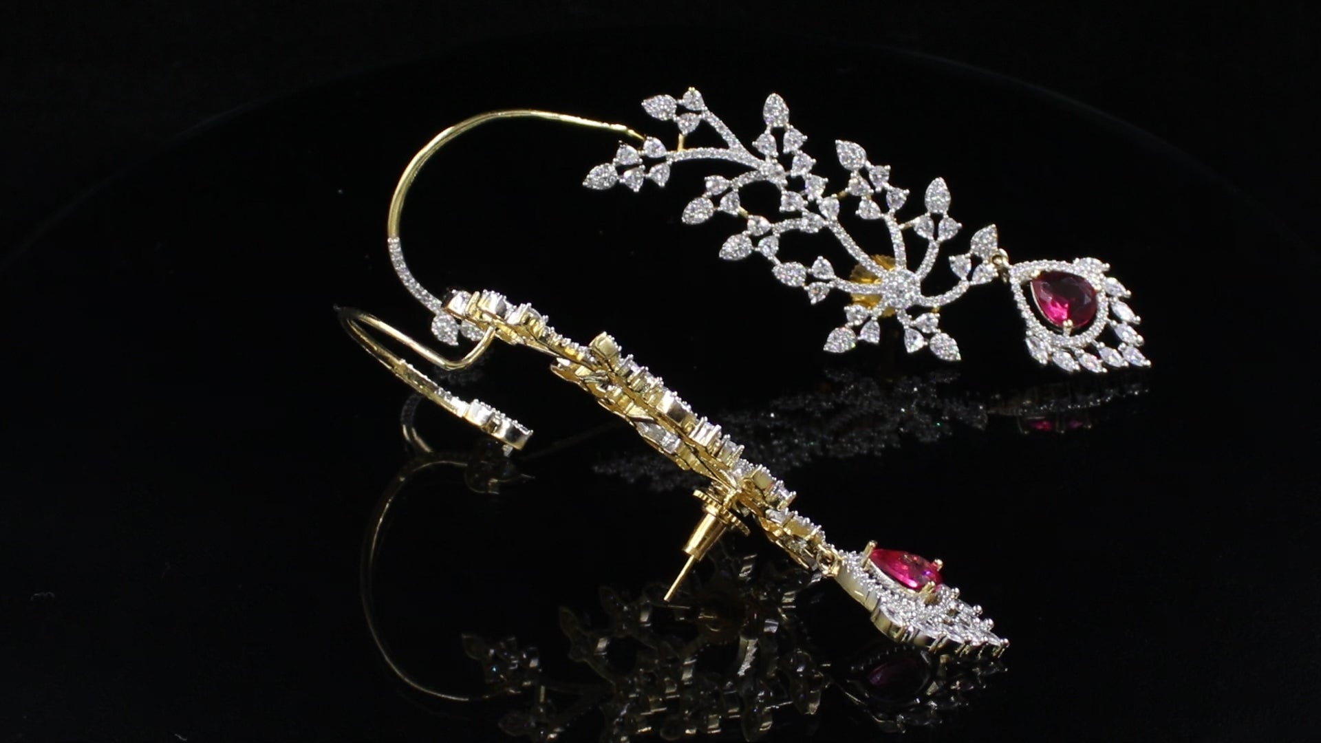 Ganga Jamuna Finish Branching Vine Ear Cuffs