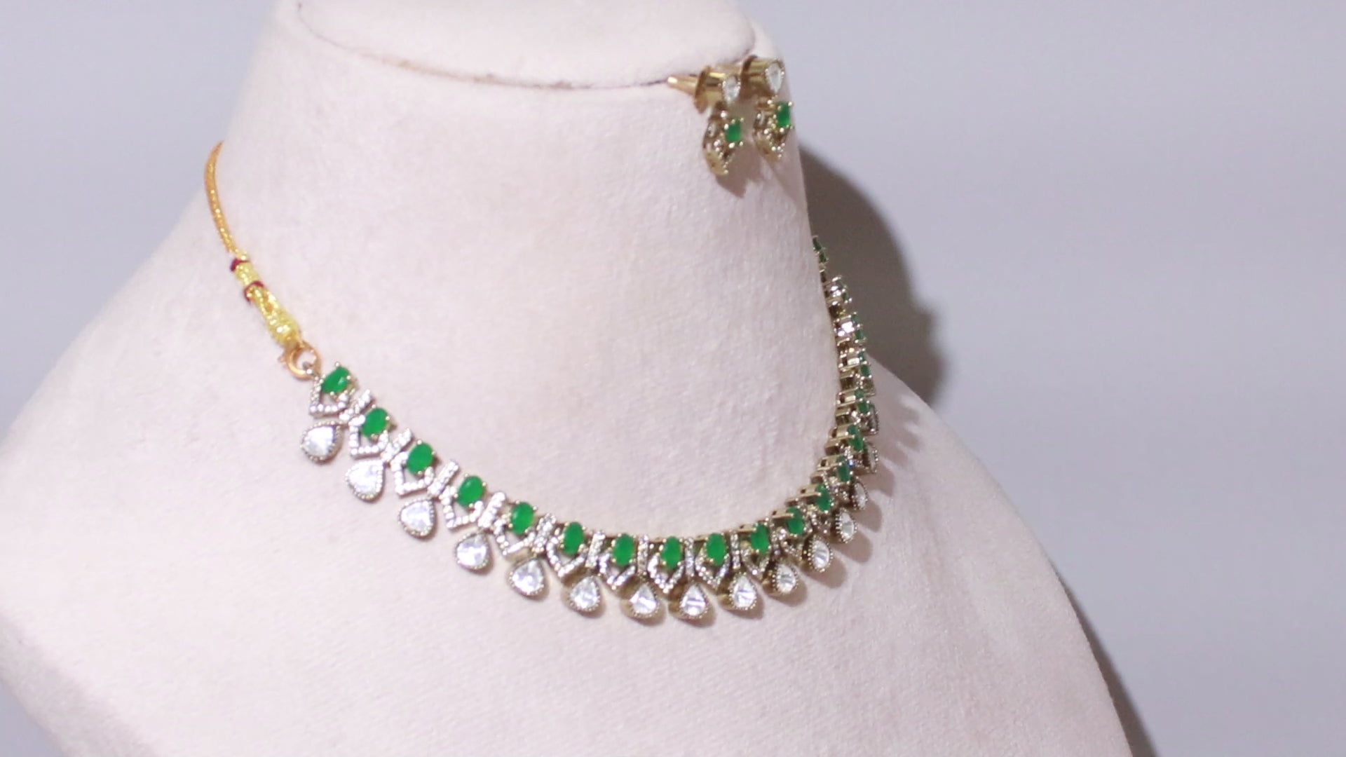 Victorian Polish Minimalist Square Stone Necklace Set