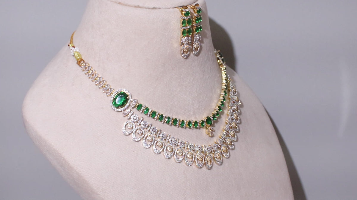 Ganga Jamuna Dual-Tone Ornate Loop Necklace Set