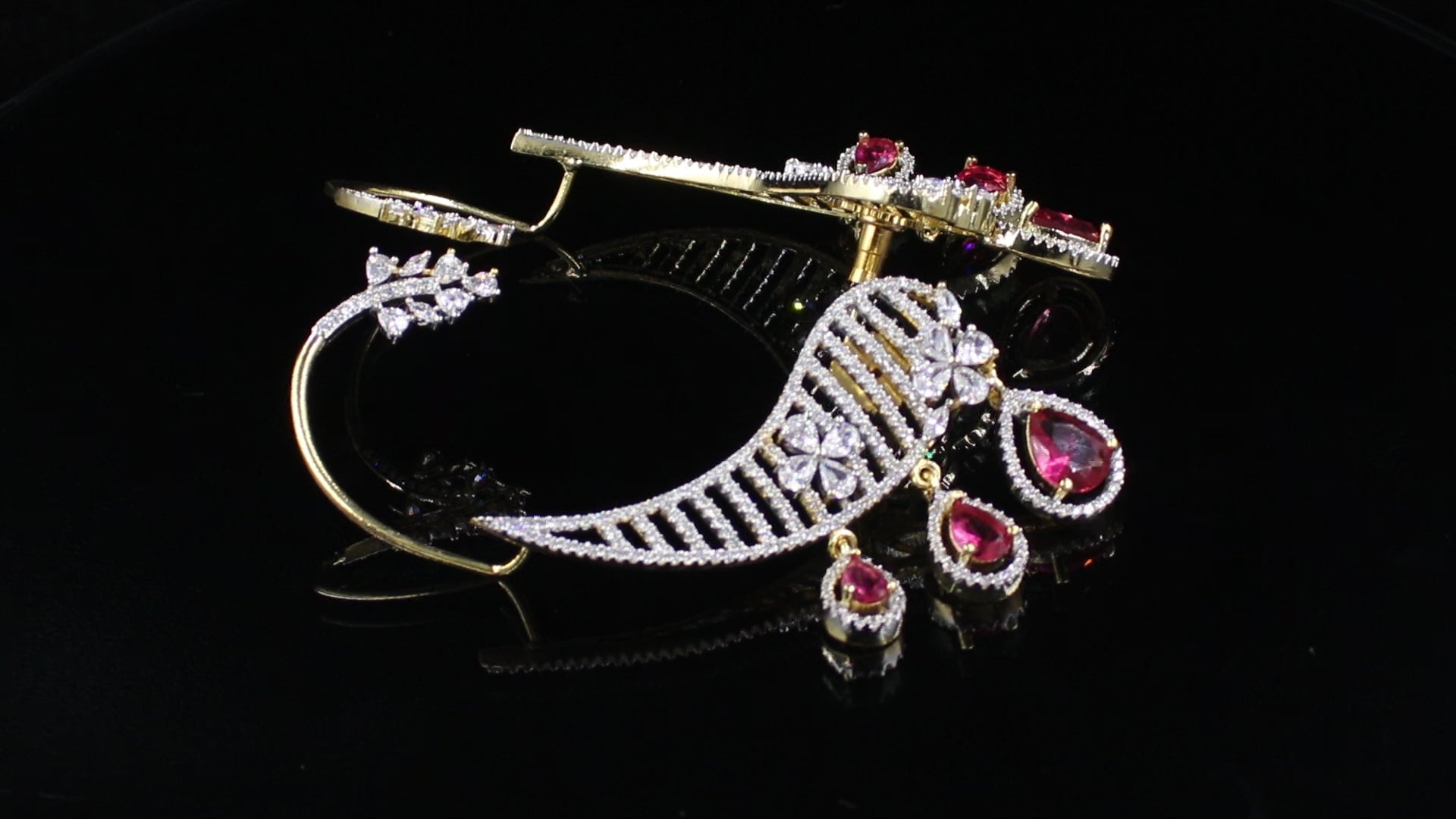 Ganga Jamuna Finish Cascading Teardrop Ear Cuffs