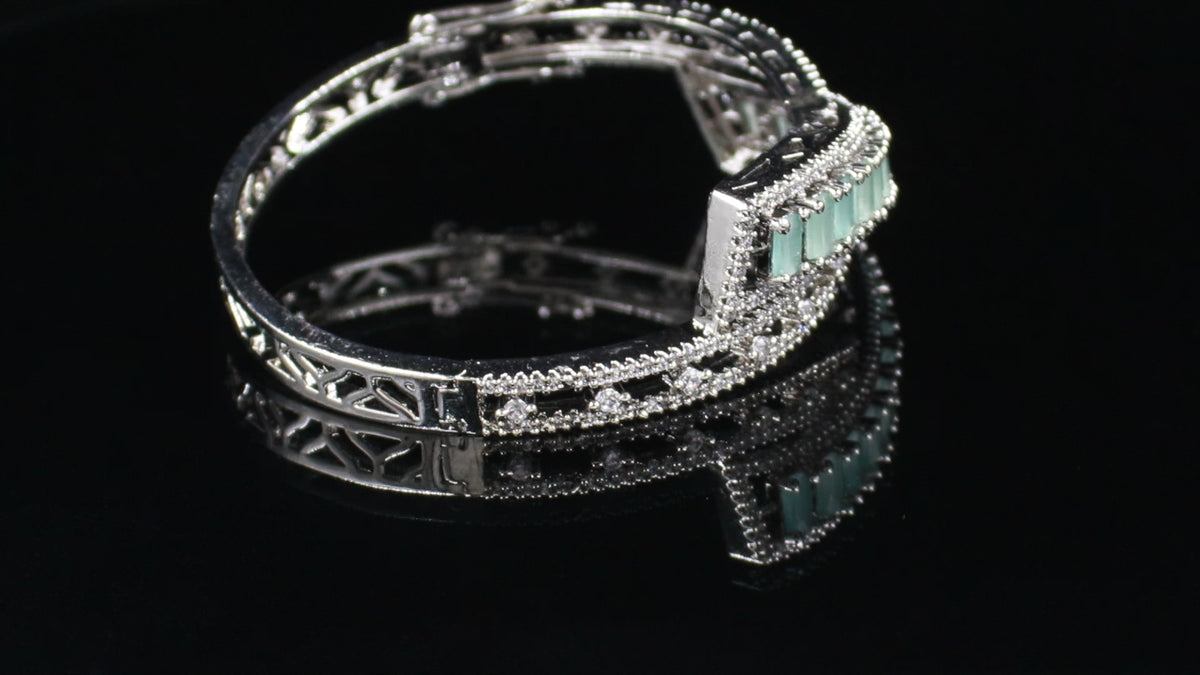 Silver Finish Asymmetric Wave Bracelet