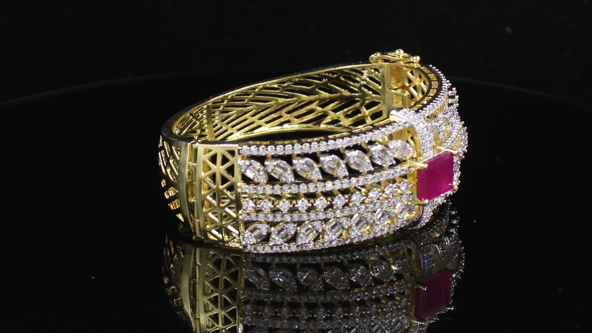 Ganga Jamuna Finish Marquise and Rectangular Stone Bracelet