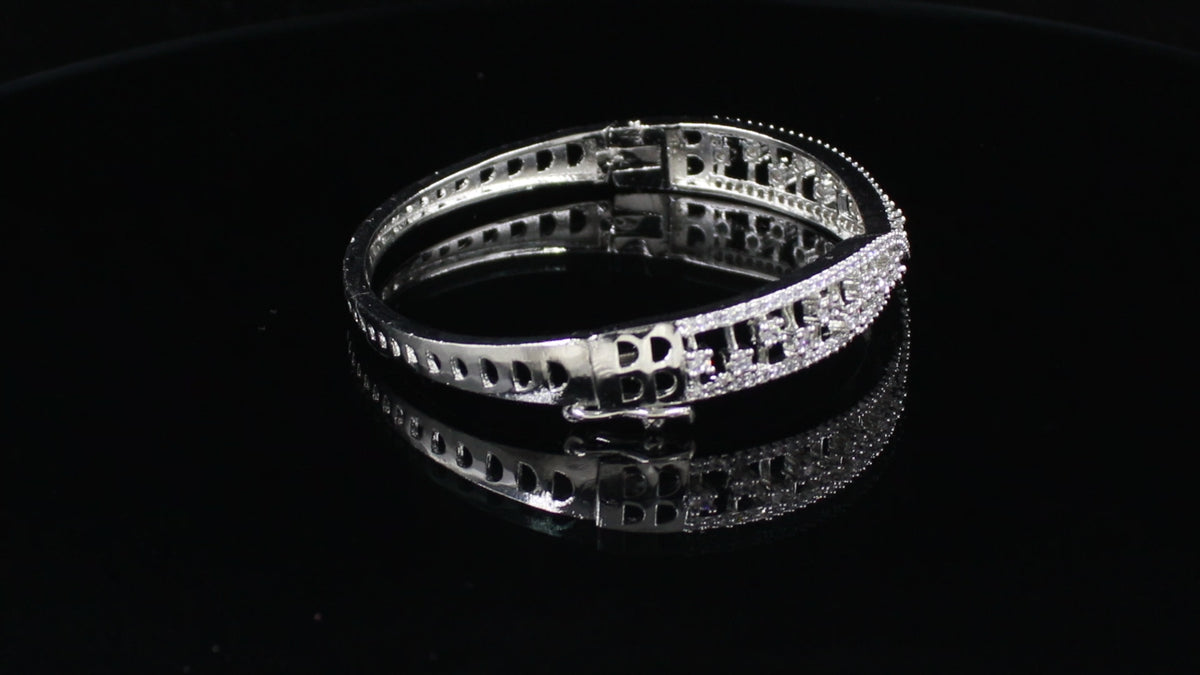 Silver Finish Criss-Cross Openwork Bracelet