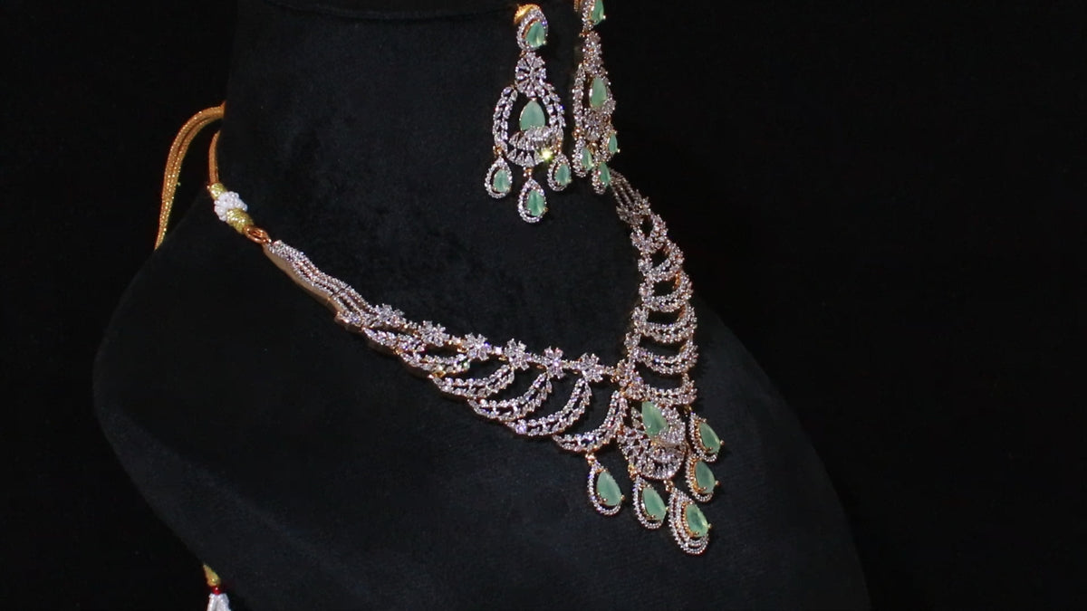 Ganga Jamuna Dual-Tone Crescent Necklace Set