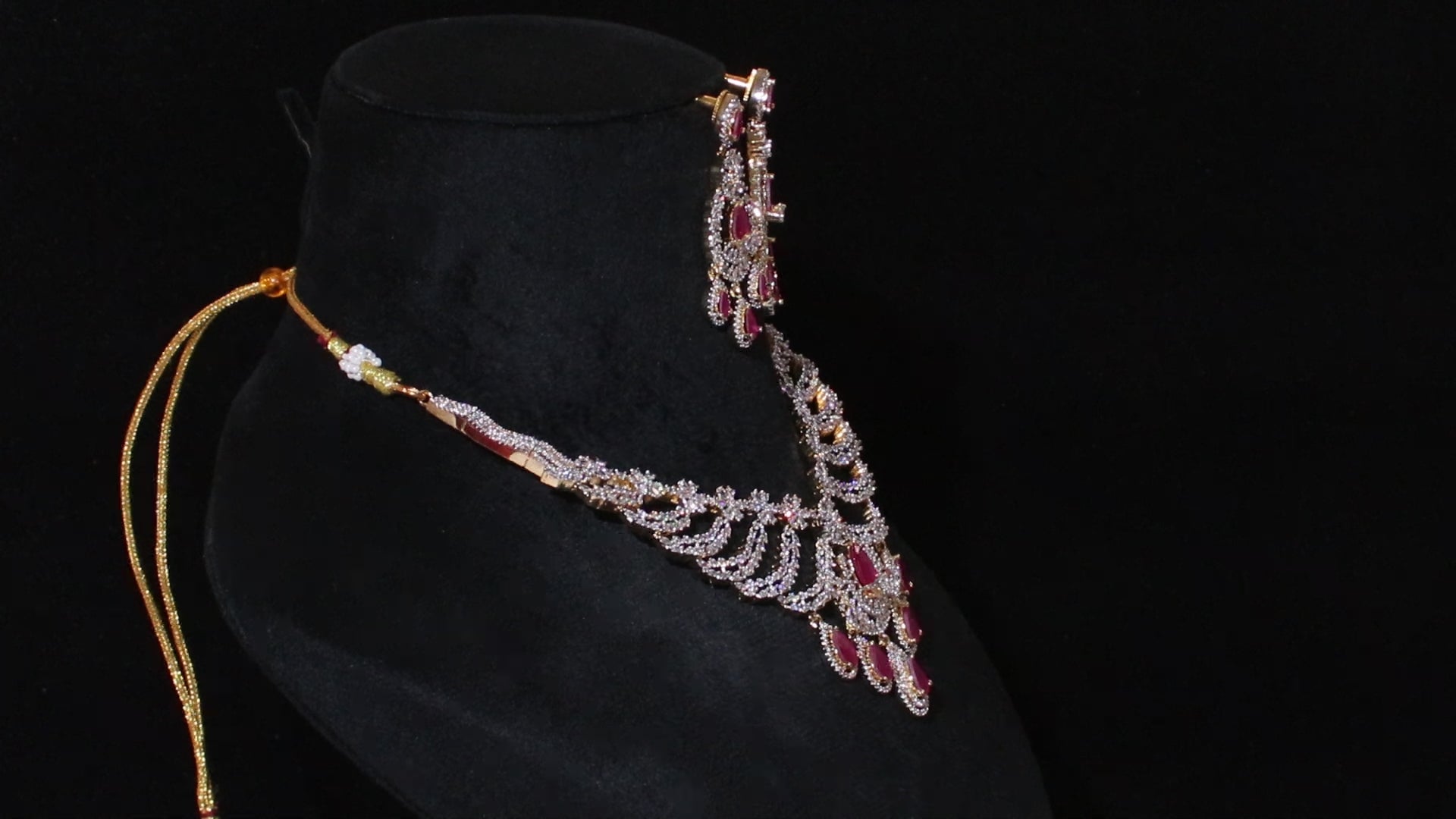 Ganga Jamuna Dual-Tone Winged Teardrop Choker Set