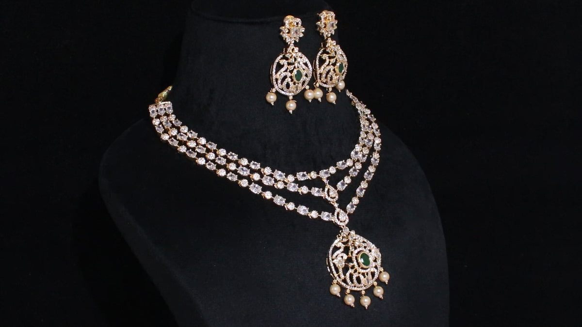 Gold Polish Triple Layer Round Medallion Necklace Set