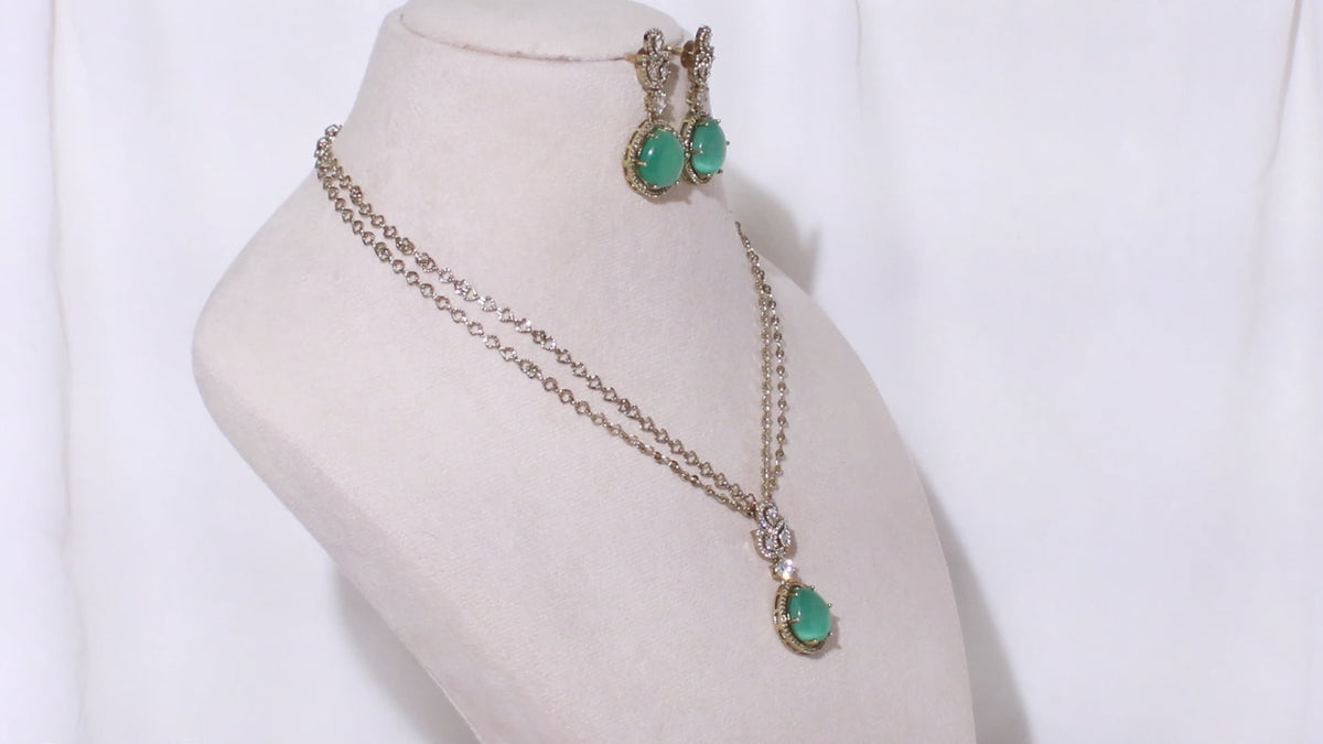 Victorian Polish Teardrop & Pearl Necklace Set