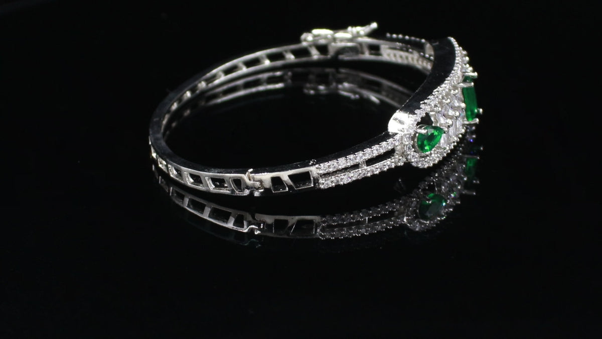 Silver Finish Botanical Statement Bracelet