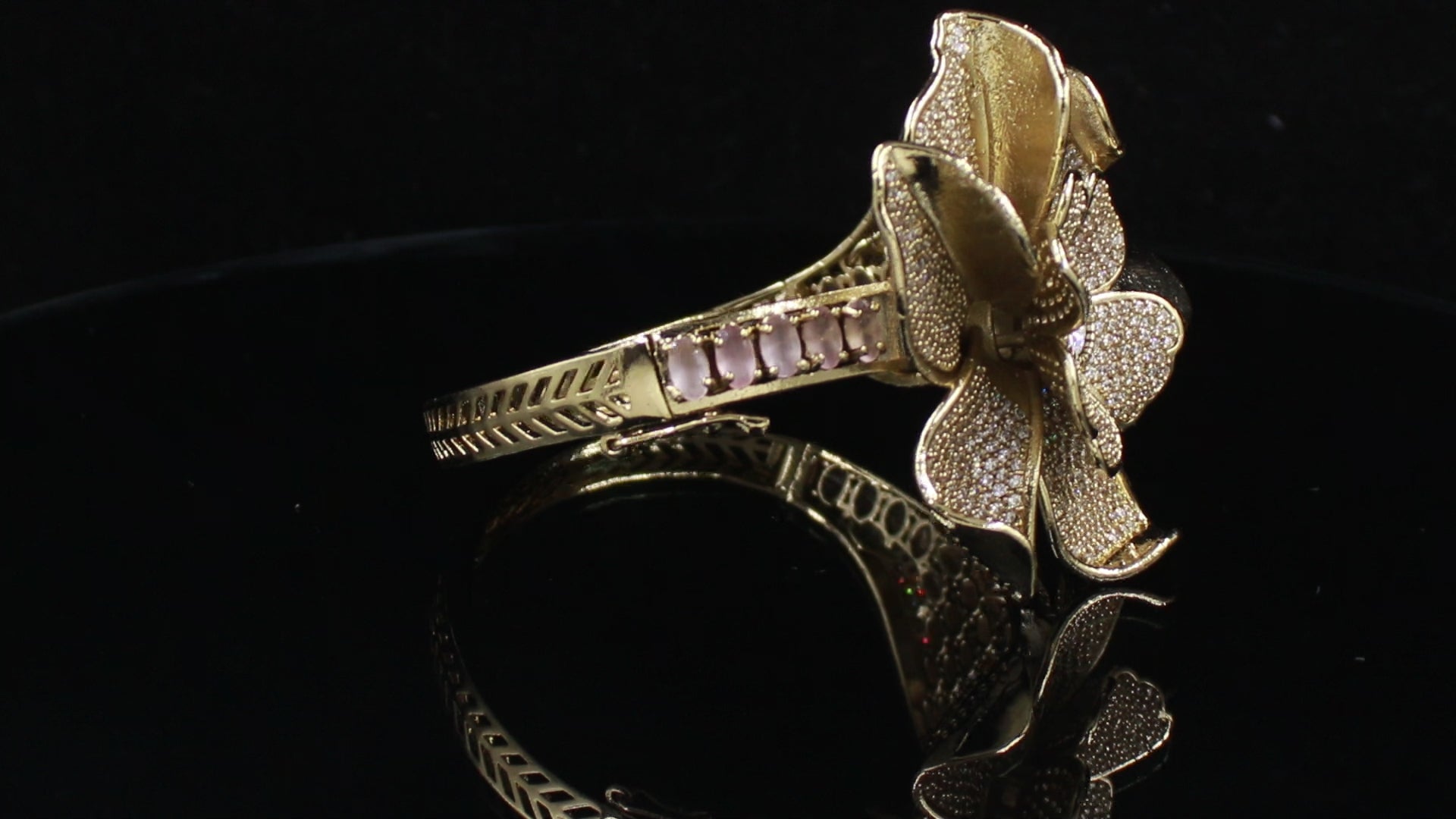 Victorian Polish 3D Floral Statement Bracelet