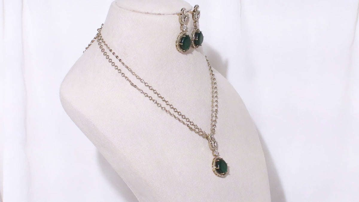 Victorian Polish Polki Statement Pendant Necklace Set