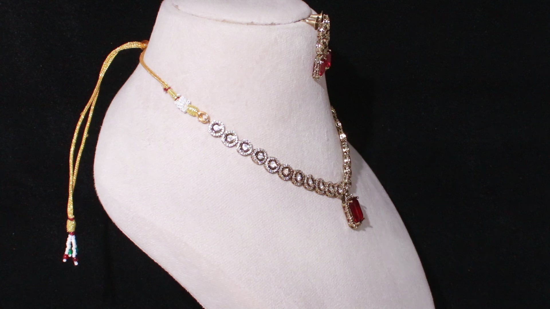 Victorian Polish Minimalist Square Stone Necklace Set