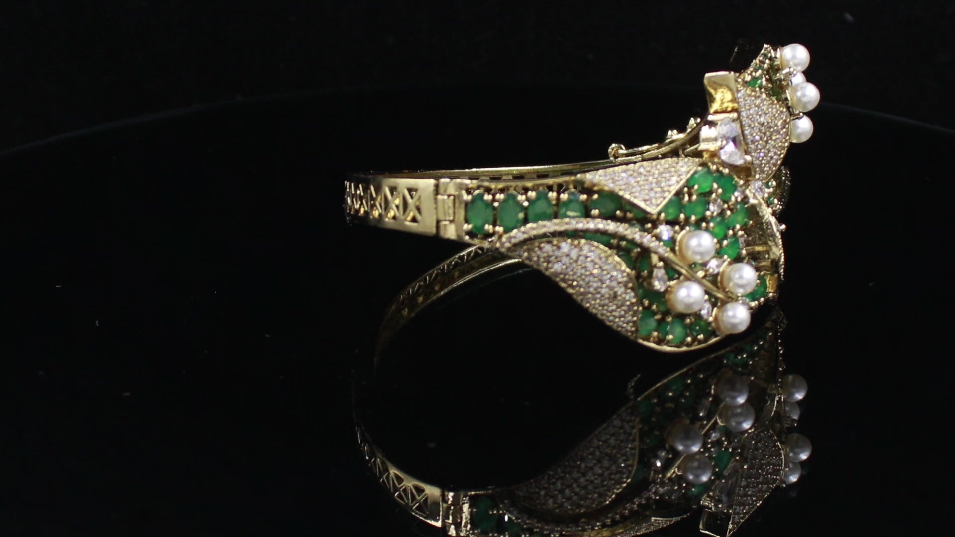 Victorian Polish Pearl and Stone Statement Bracelet