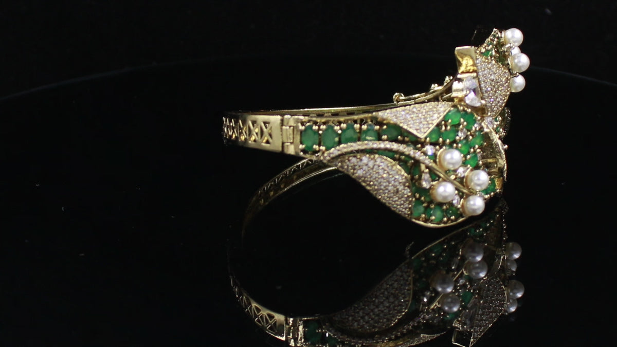 Victorian Polish Pearl and Stone Statement Bracelet