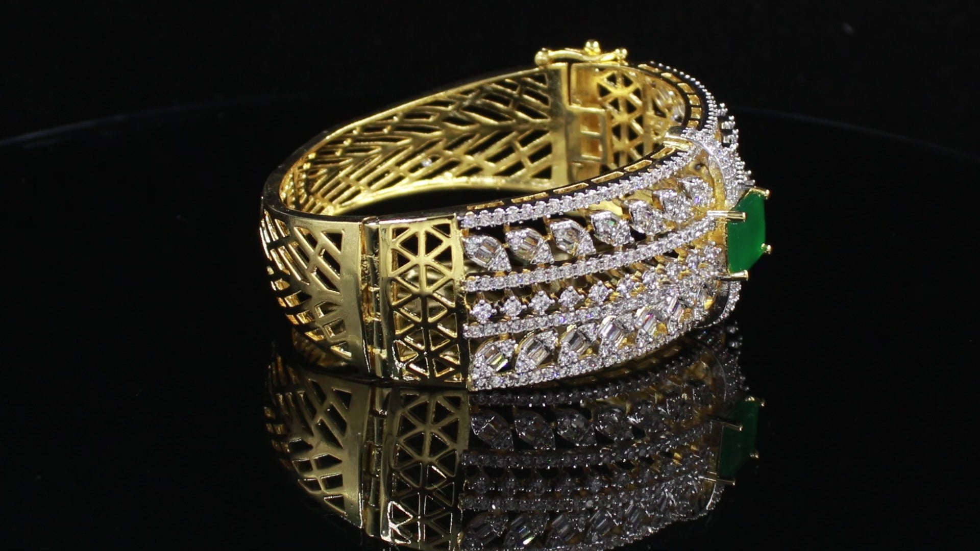 Ganga Jamuna Finish Marquise and Rectangular Stone Bracelet