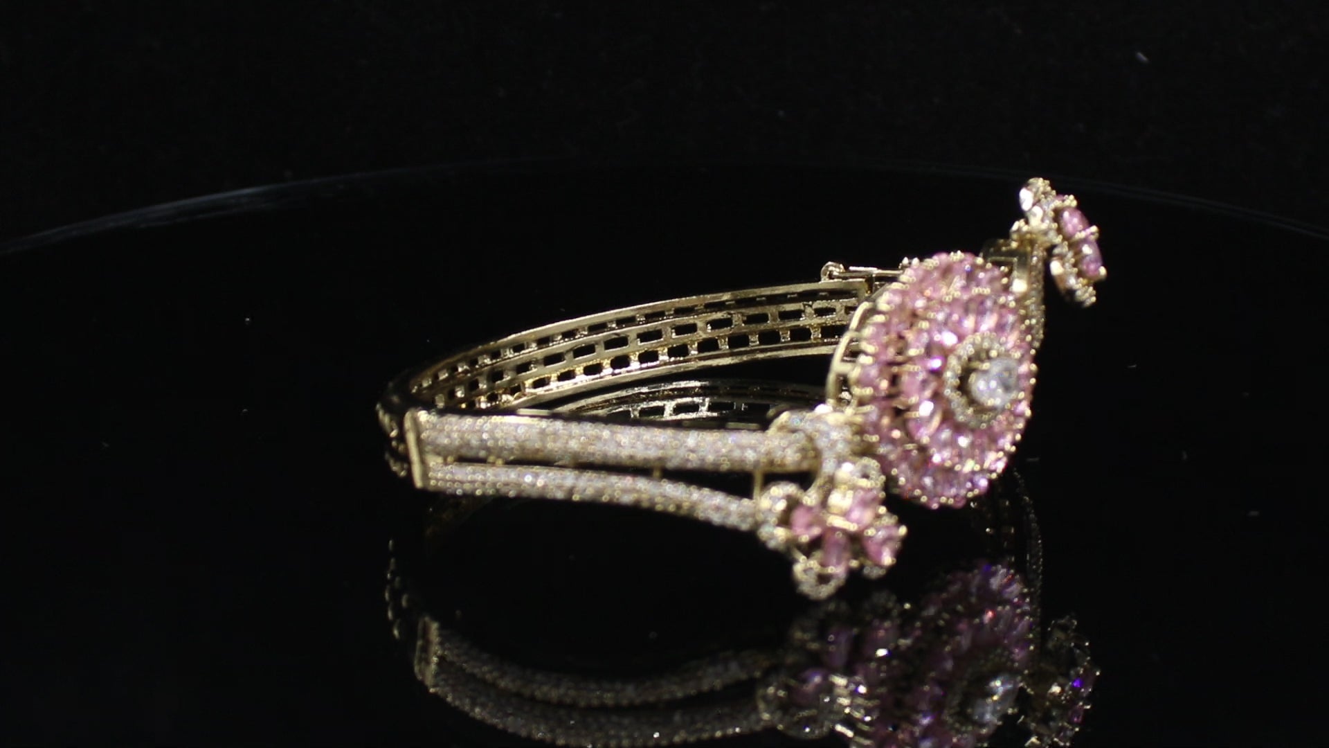 Victorian Polish Floral Medallion Statement Bracelet