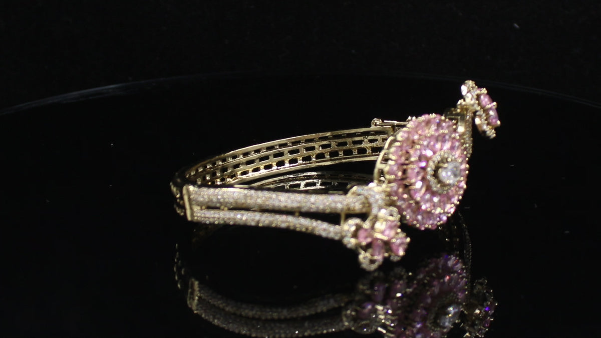 Victorian Polish Floral Medallion Statement Bracelet