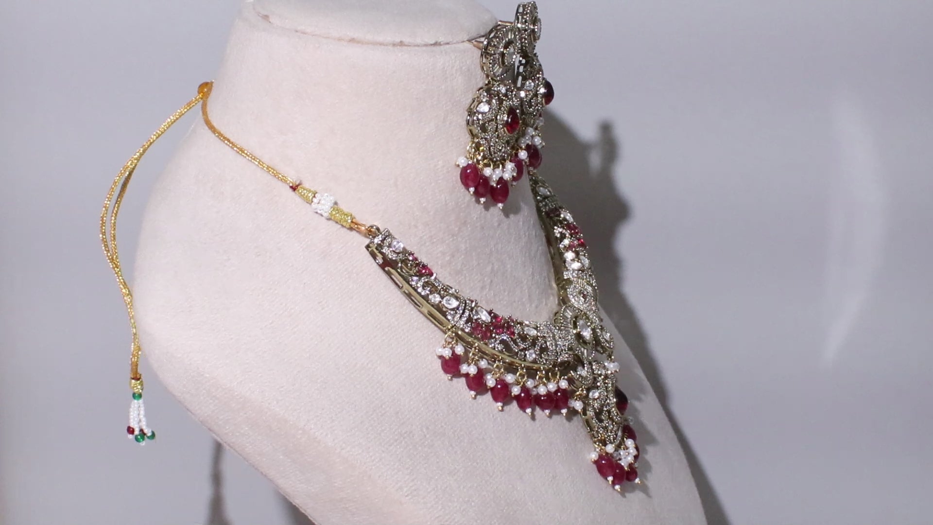 Victorian Polish Elegant Marquise Crystal Pendant Jewelry Set