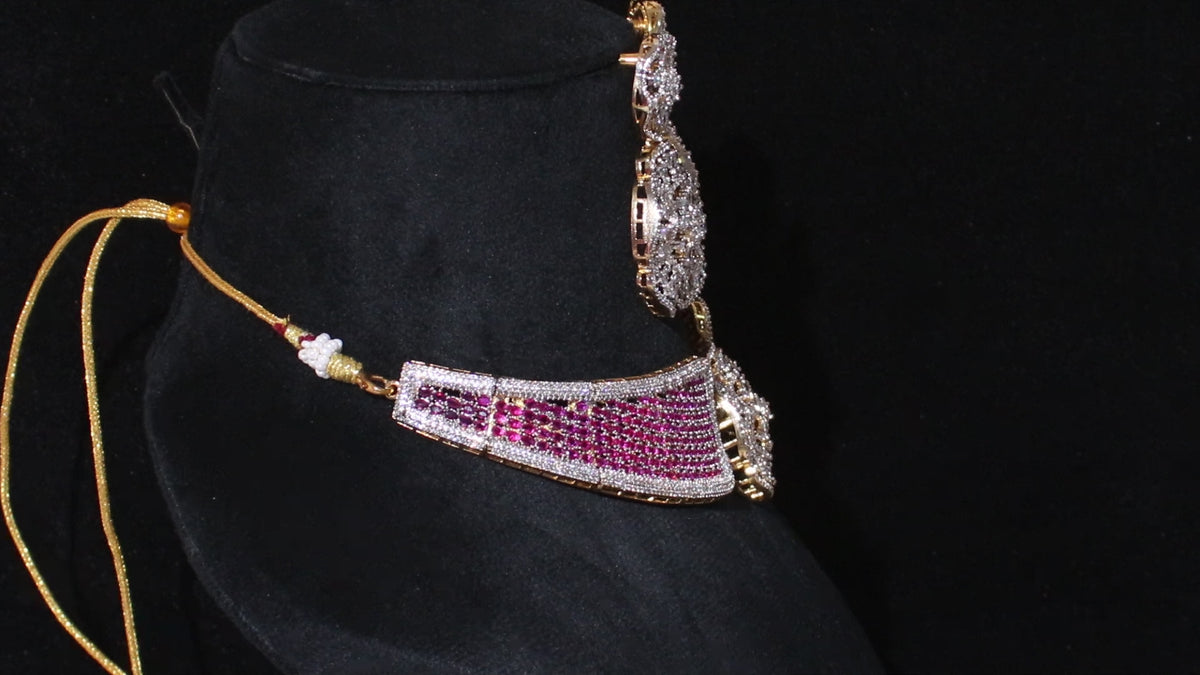 Ganga Jamuna Polish Floral Teardrop Collar Set