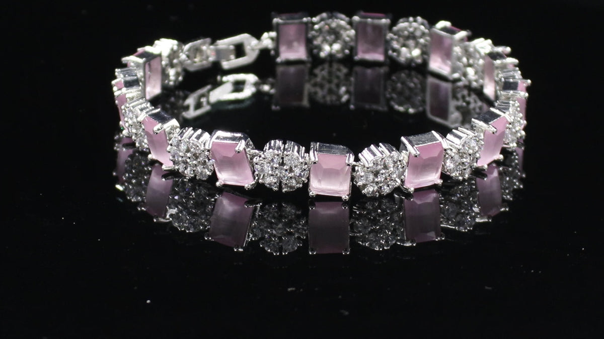 Silver Finish Alternating Cluster Bracelet