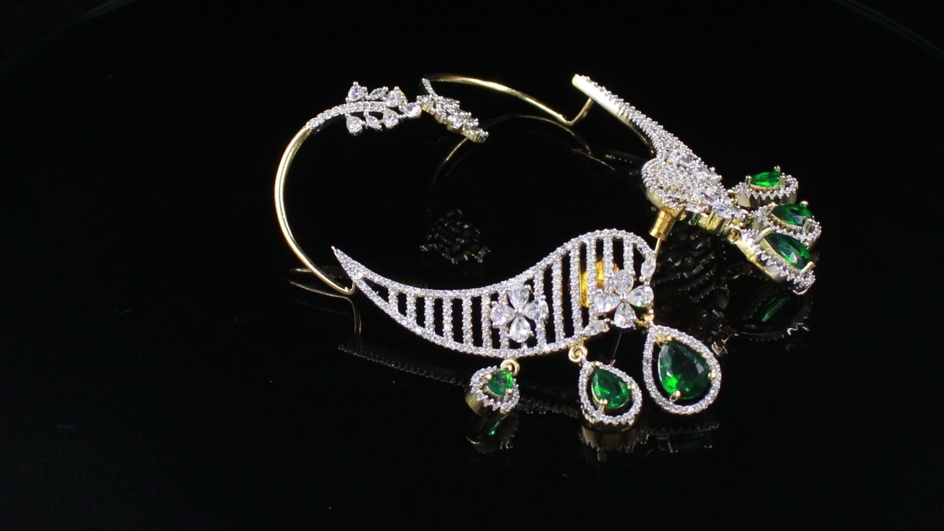 Ganga Jamuna Finish Cascading Teardrop Ear Cuffs