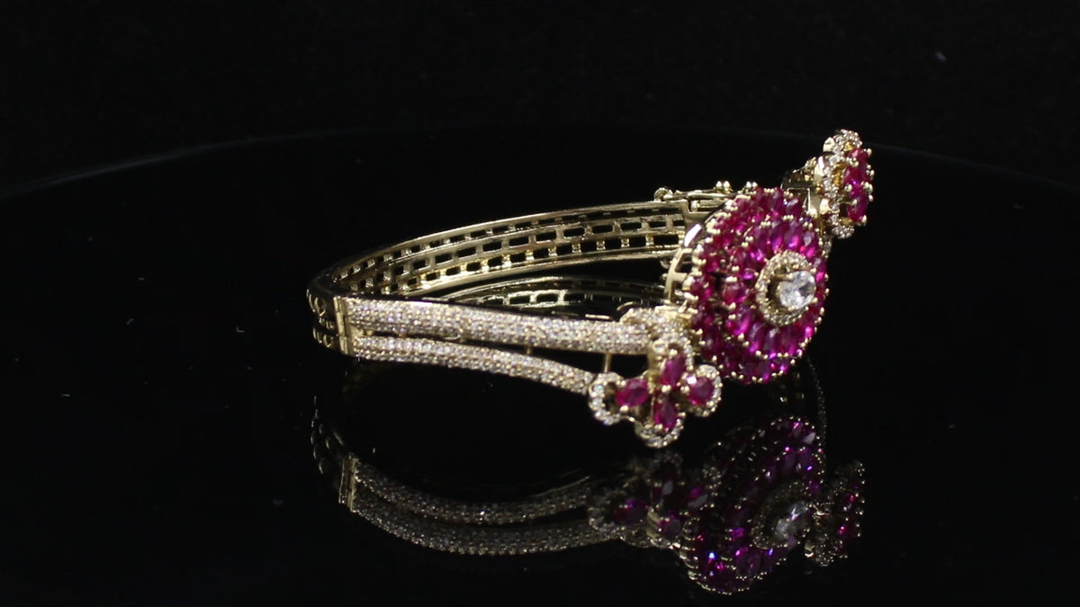 Victorian Polish Floral Medallion Statement Bracelet