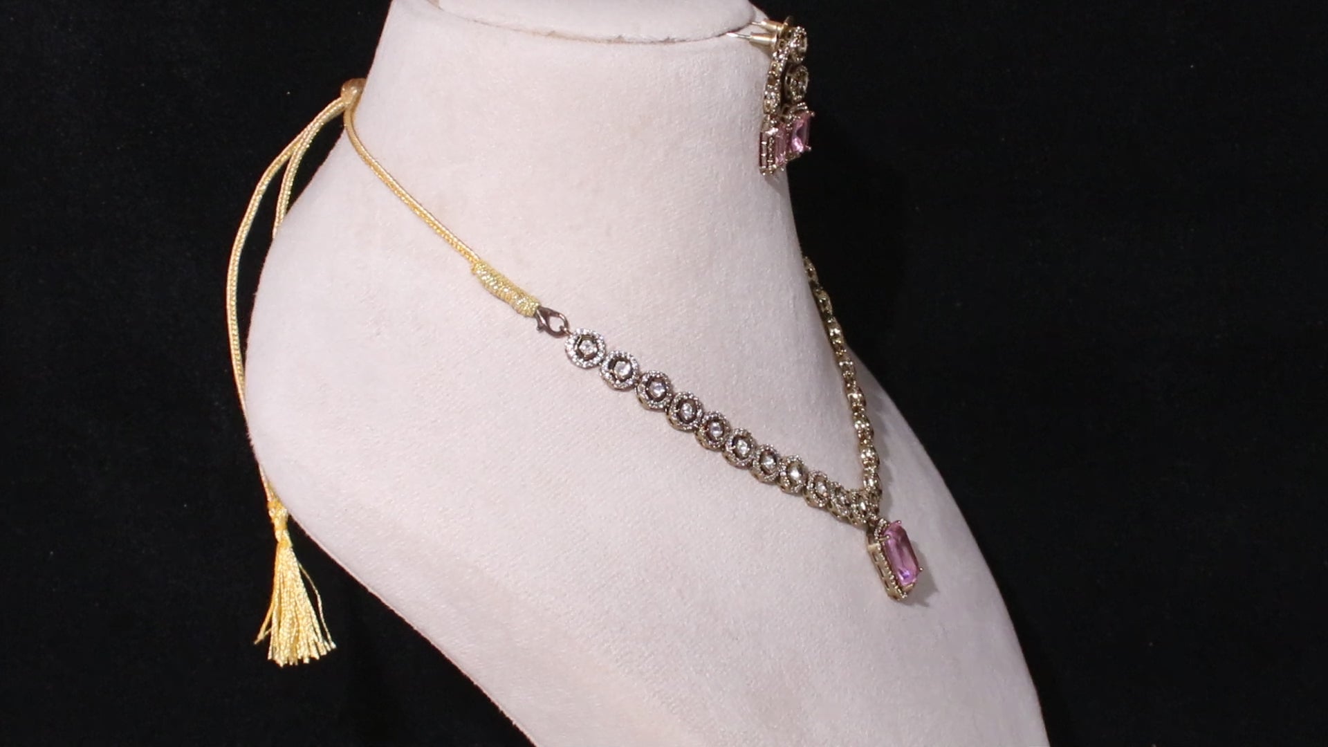 Victorian Polish Minimalist Square Stone Necklace Set