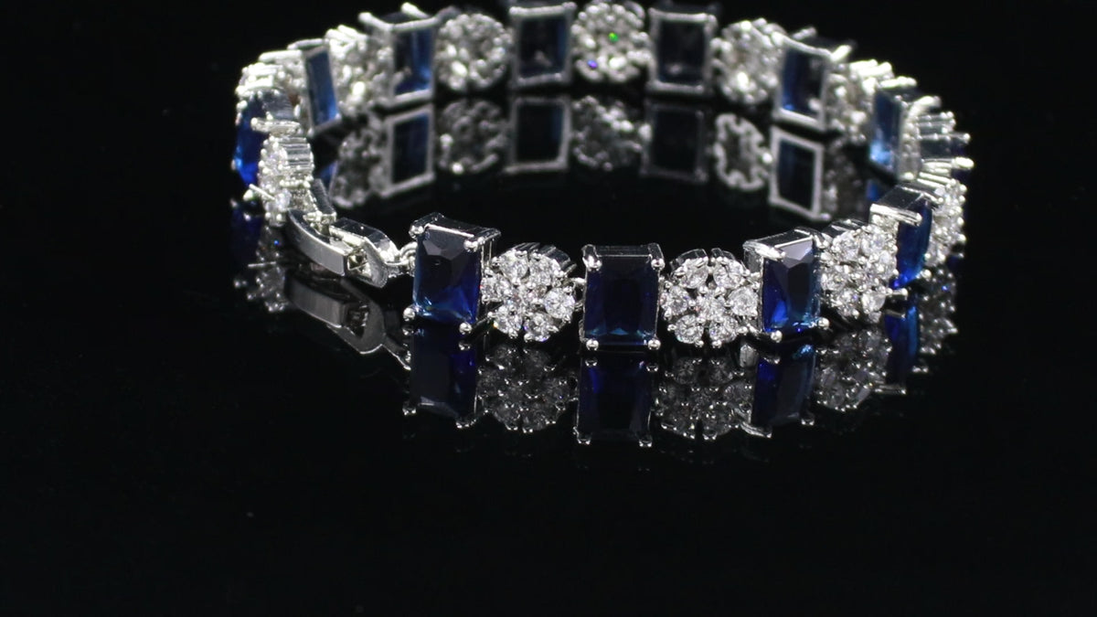 Silver Finish Alternating Cluster Bracelet