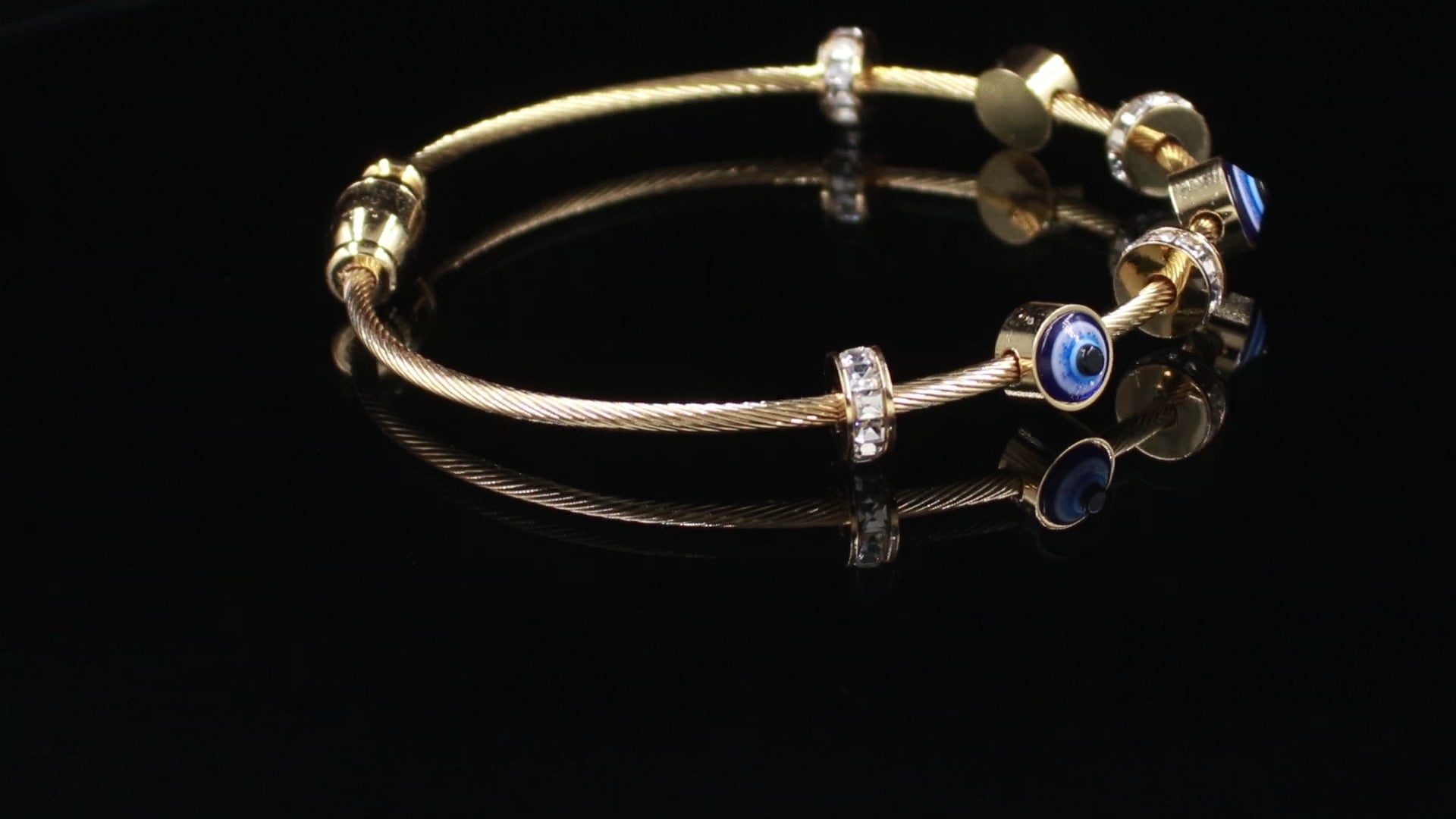 Gold Polished Evil Eye Bracelet