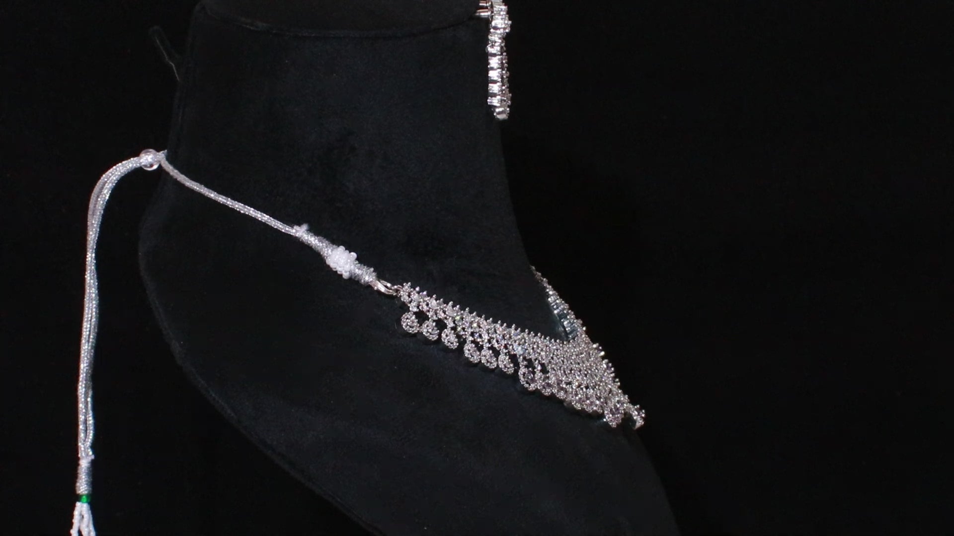 Silver Finish Cascading Teardrop Necklace Set