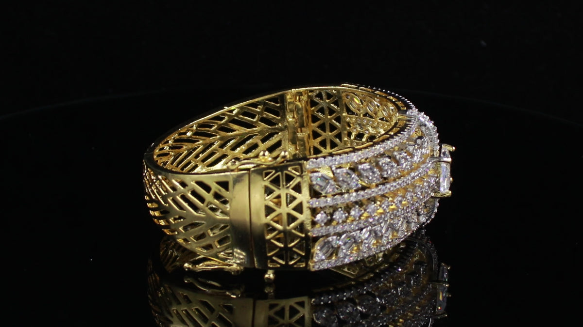 Ganga Jamuna Finish Marquise and Rectangular Stone Bracelet