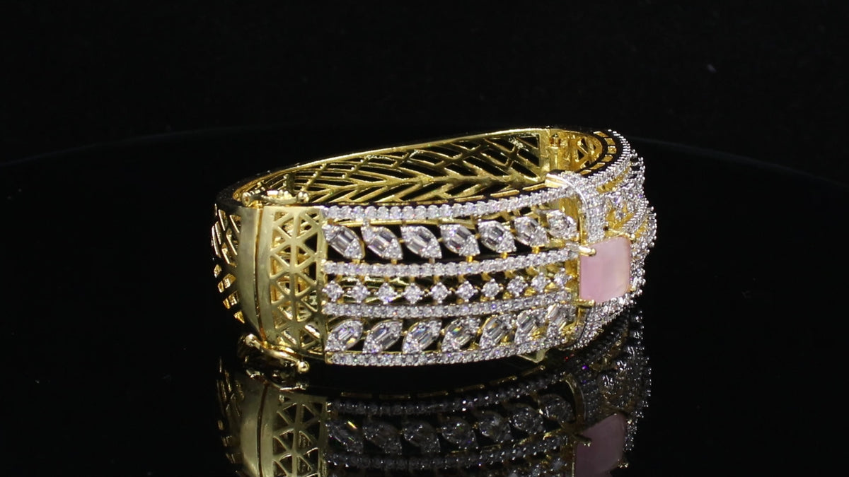 Ganga Jamuna Finish Marquise and Rectangular Stone Bracelet