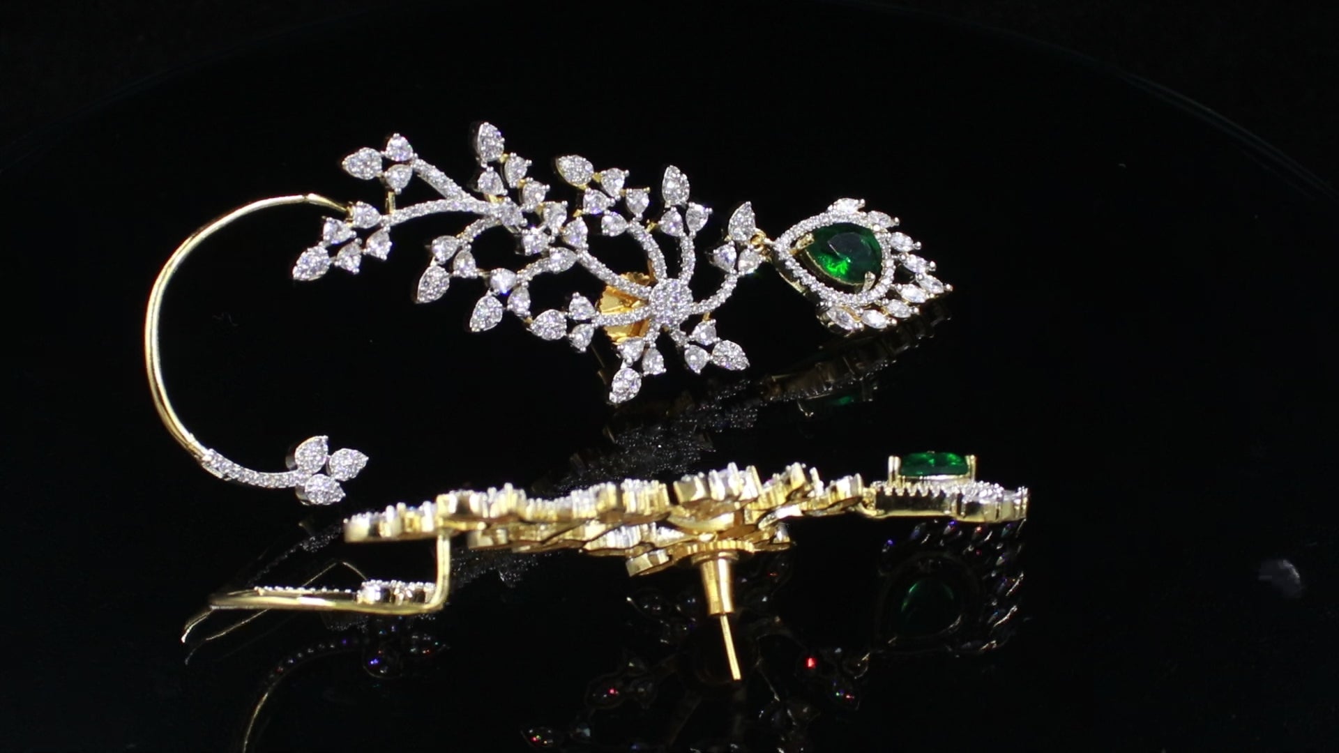 Ganga Jamuna Finish Branching Vine Ear Cuffs