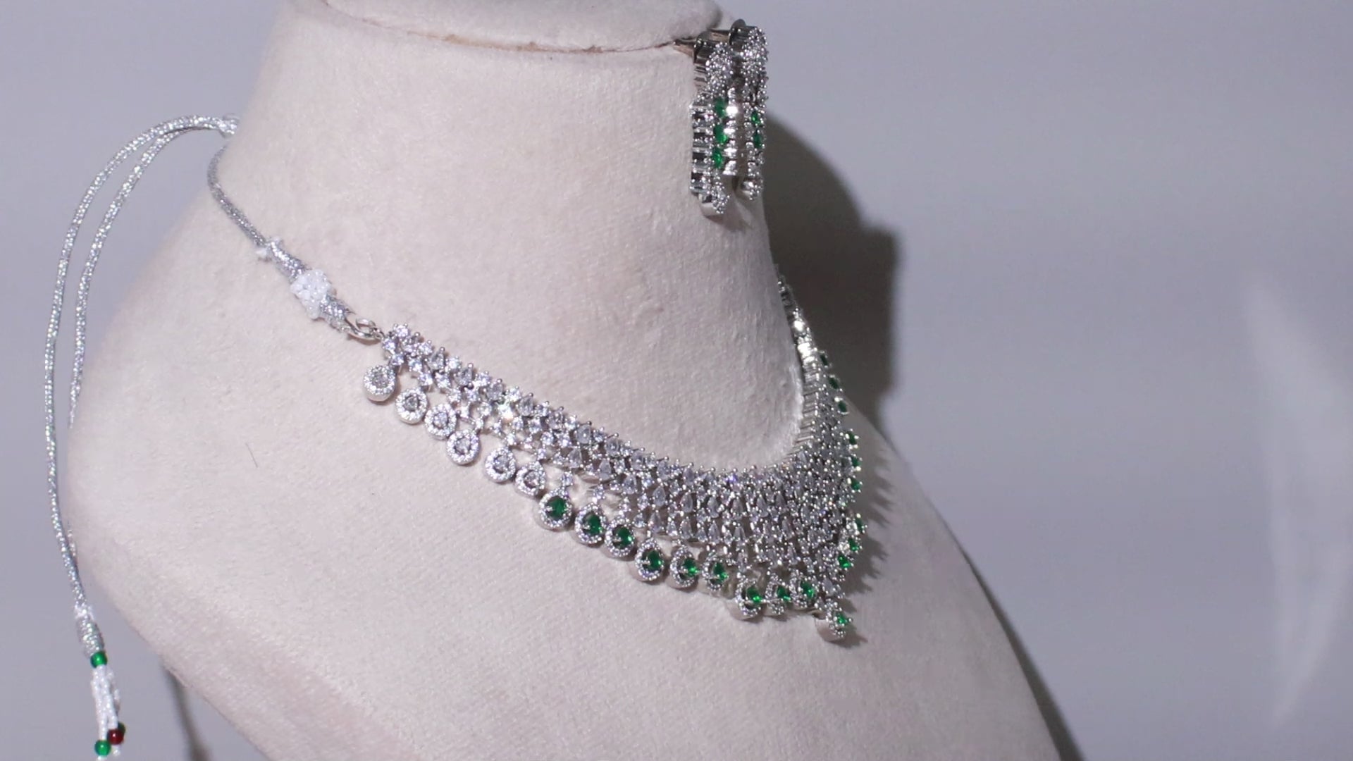 Silver Finish Cascading Teardrop Necklace Set