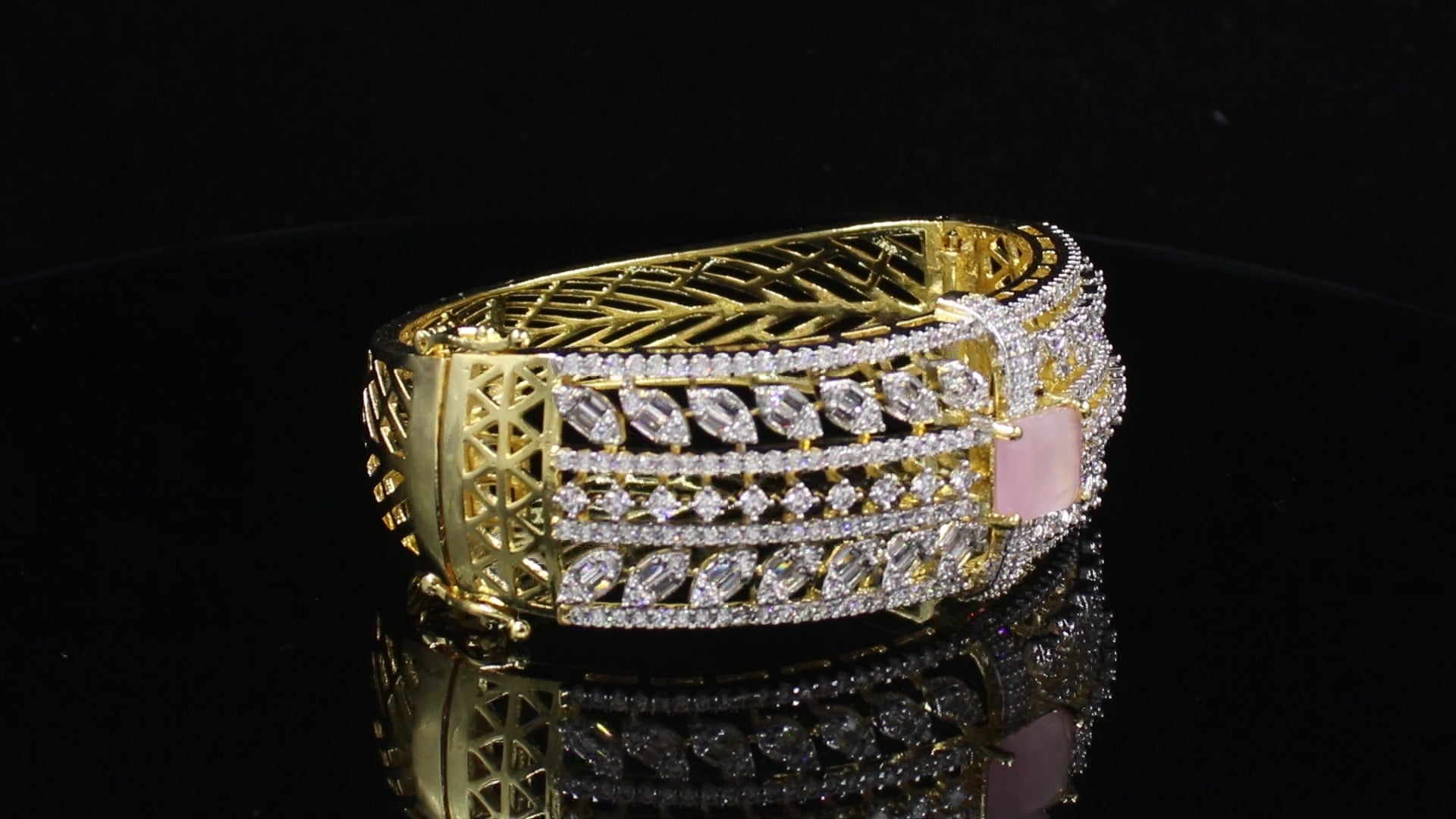 Ganga Jamuna Finish Marquise and Rectangular Stone Bracelet