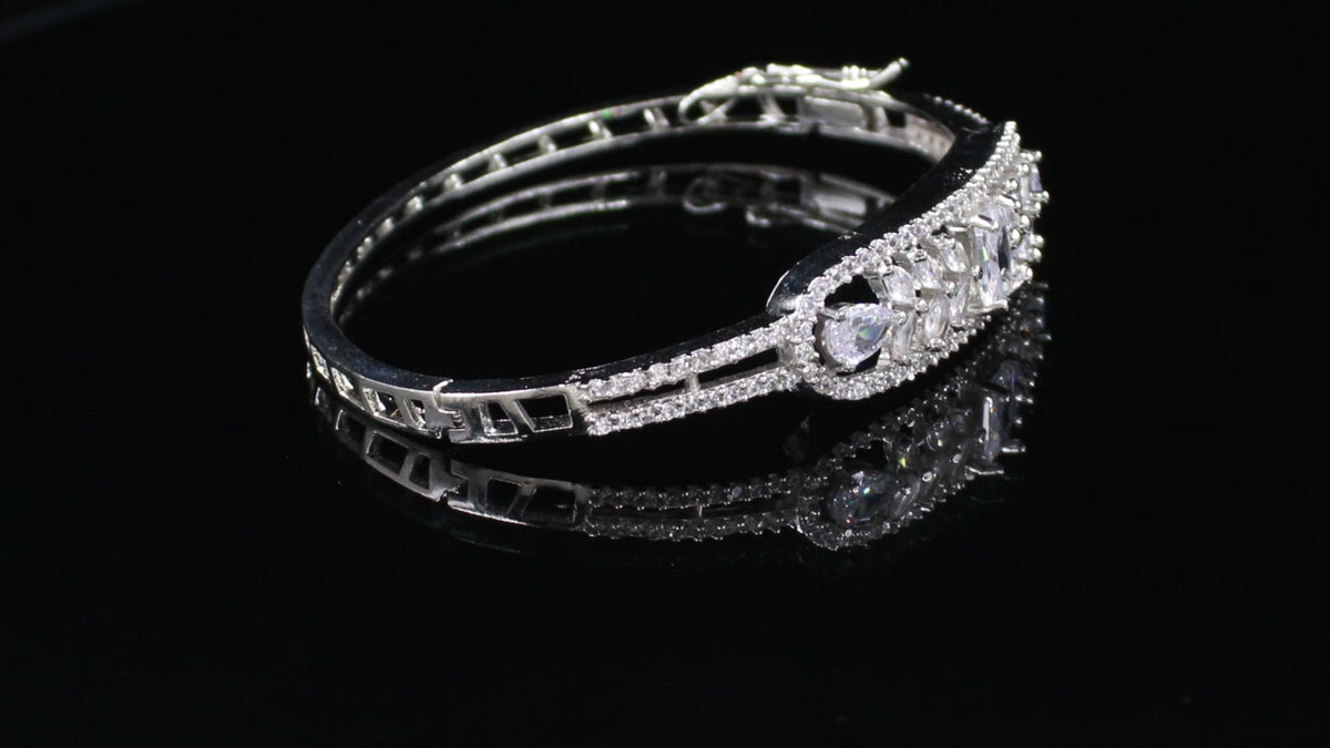 Silver Finish Botanical Statement Bracelet