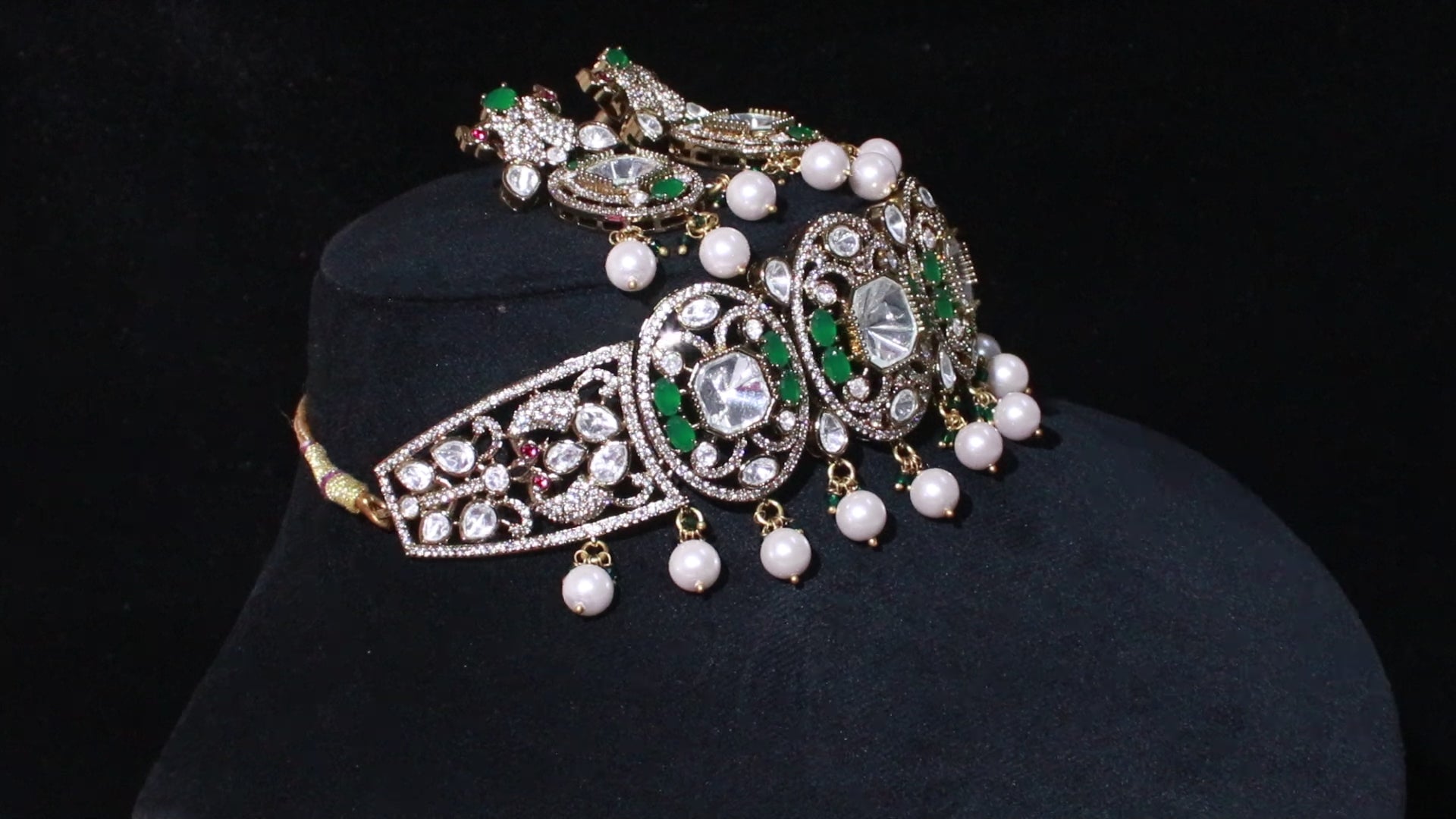 Ganga Jamuna Polish Ornate Motif Choker Set