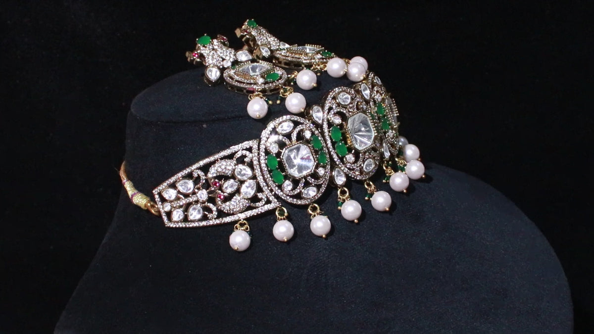 Ganga Jamuna Polish Ornate Motif Choker Set