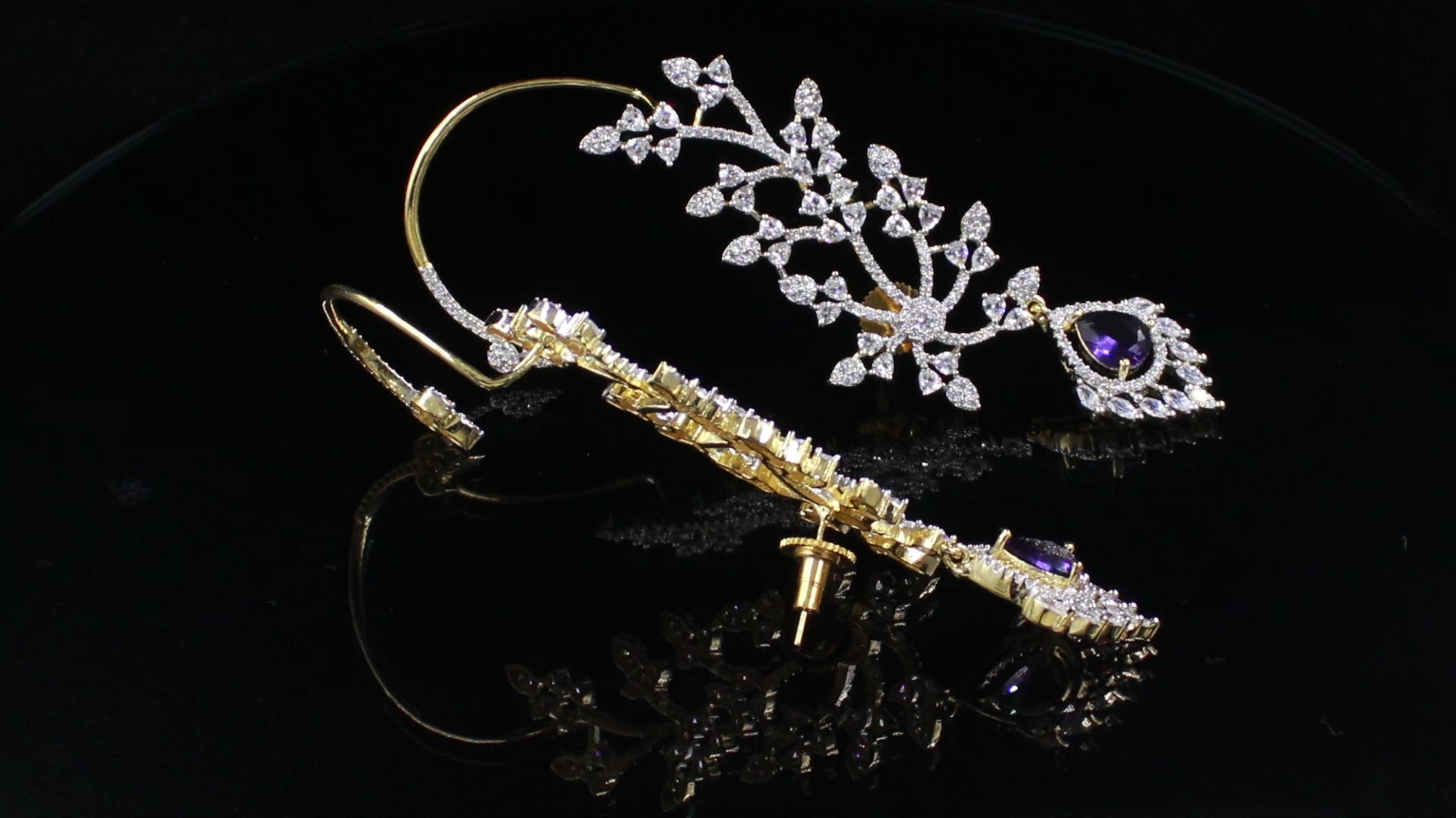 Ganga Jamuna Finish Branching Vine Ear Cuffs