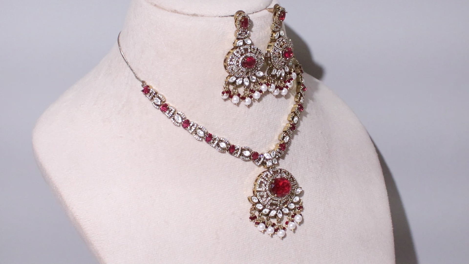Victorian Polish Enamel Work Polki Choker Jewelry Set