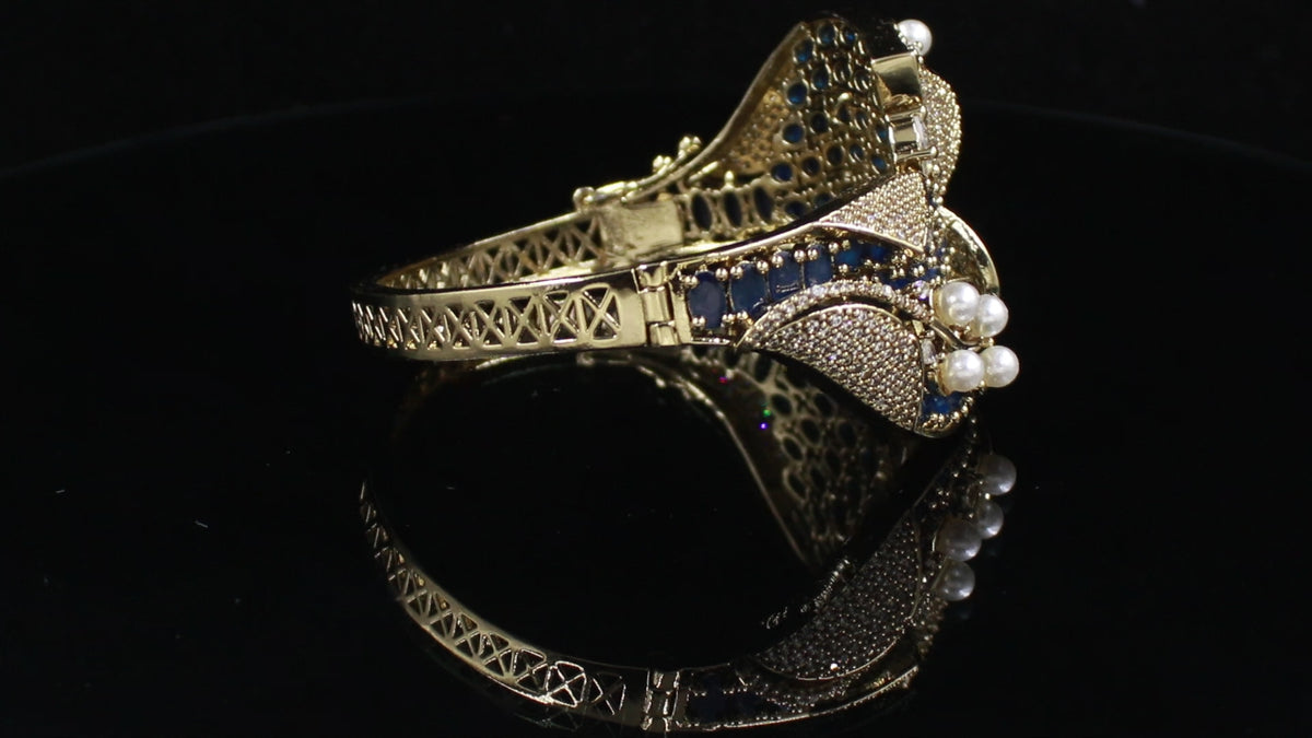 Victorian Polish Pearl and Stone Statement Bracelet