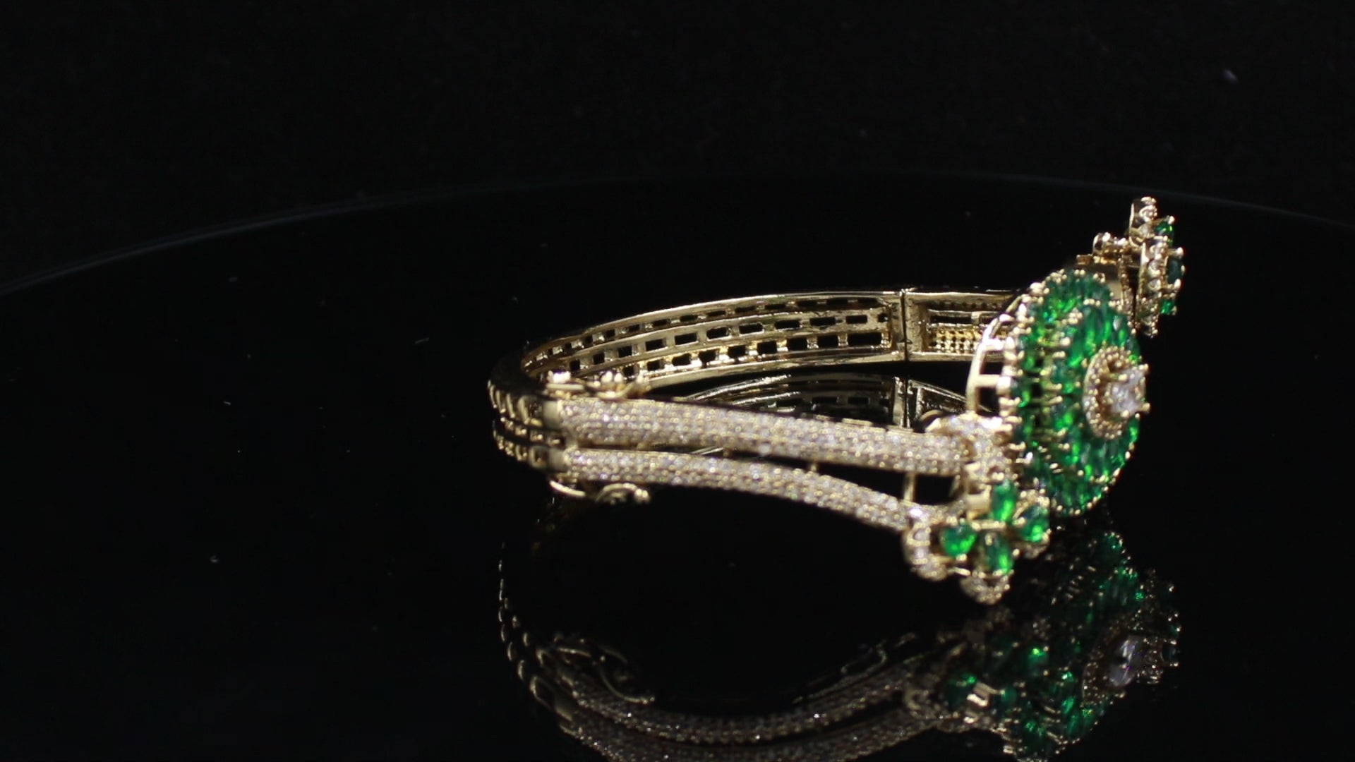 Victorian Polish Floral Medallion Statement Bracelet