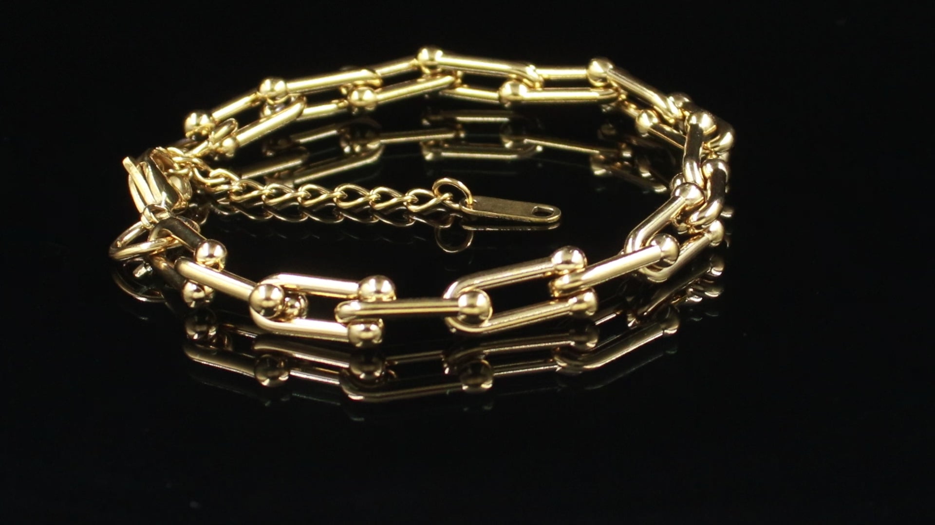 Gold Polished Elongated Link Bracelet