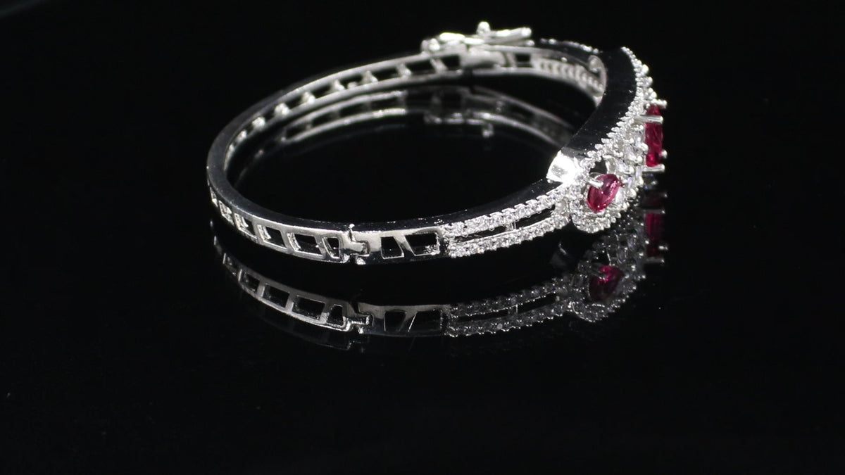 Silver Finish Botanical Statement Bracelet