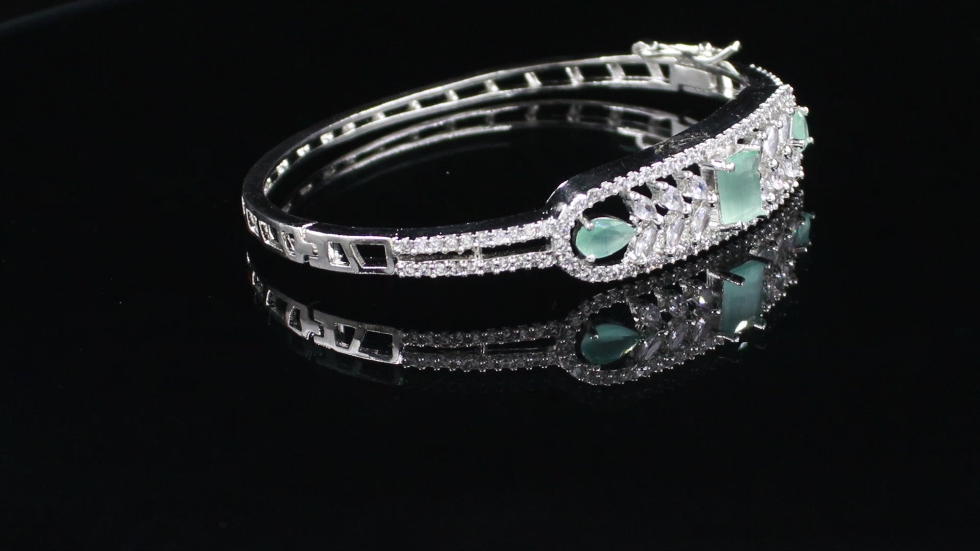 Silver Finish Botanical Statement Bracelet