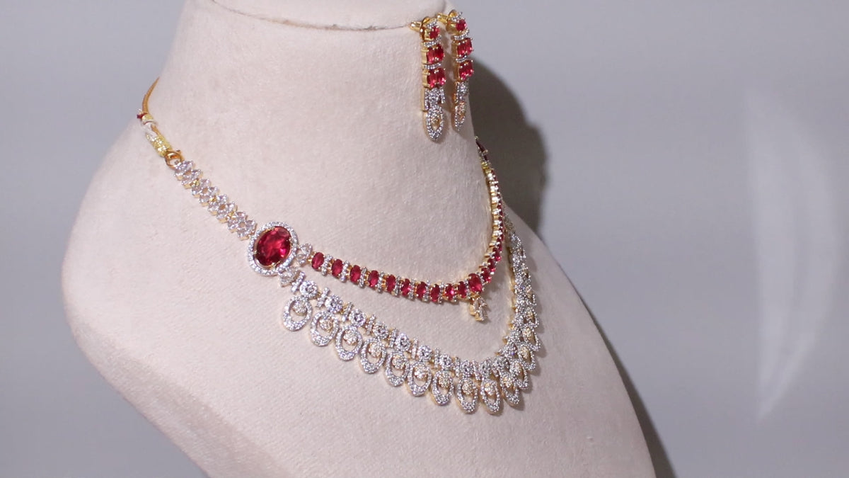 Ganga Jamuna Dual-Tone Ornate Loop Necklace Set