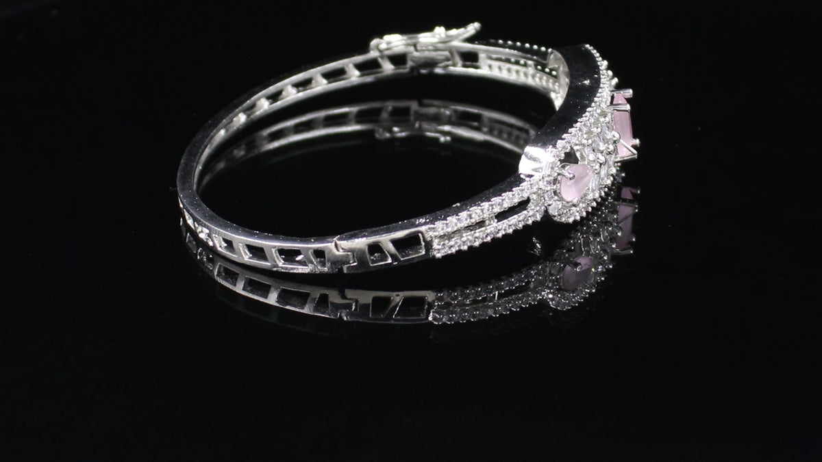 Silver Finish Botanical Statement Bracelet